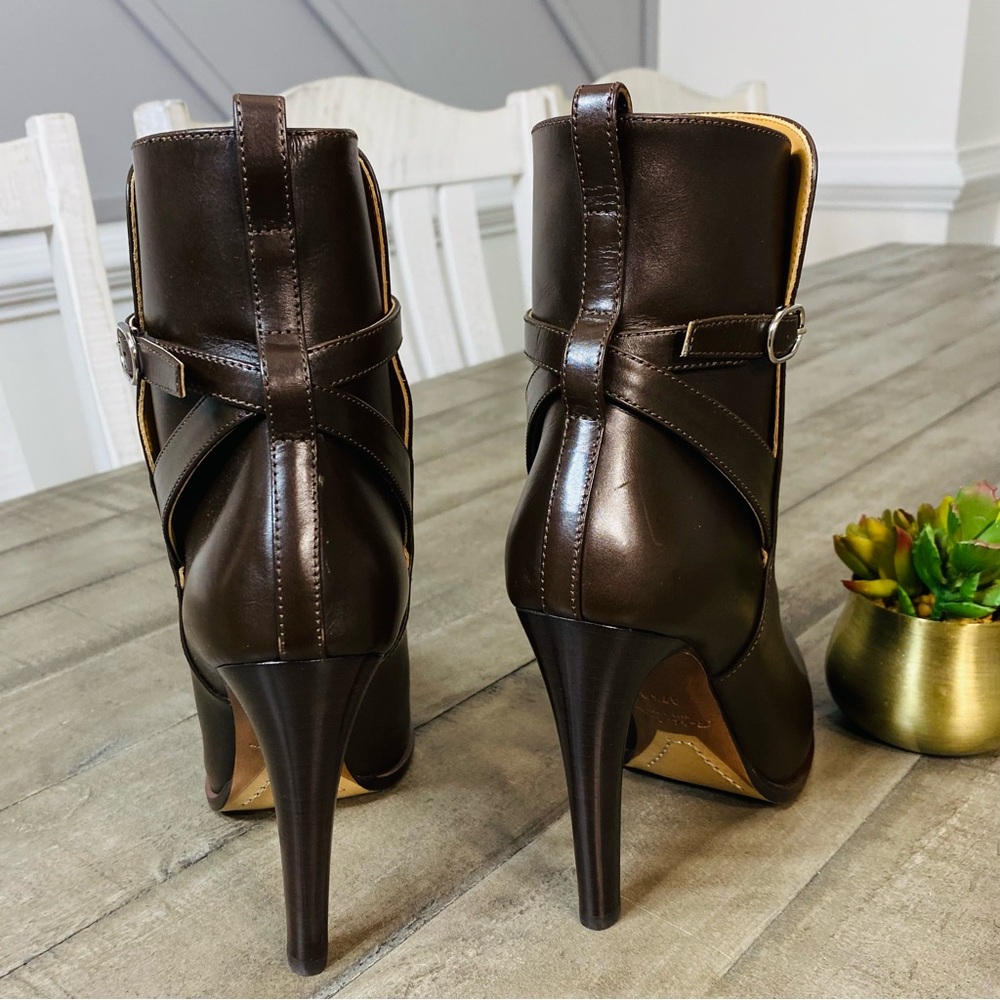 Ralph Lauren Purple Label Collection Nellie Leather Ankle-Buckle Booties Size 7B - Picture 6 of 10
